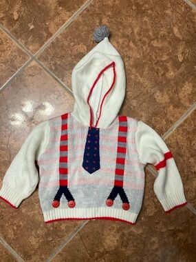 Vintage Kids Exchange Hoodie Sweater with Red Straps and Navy Polka Dot Tie